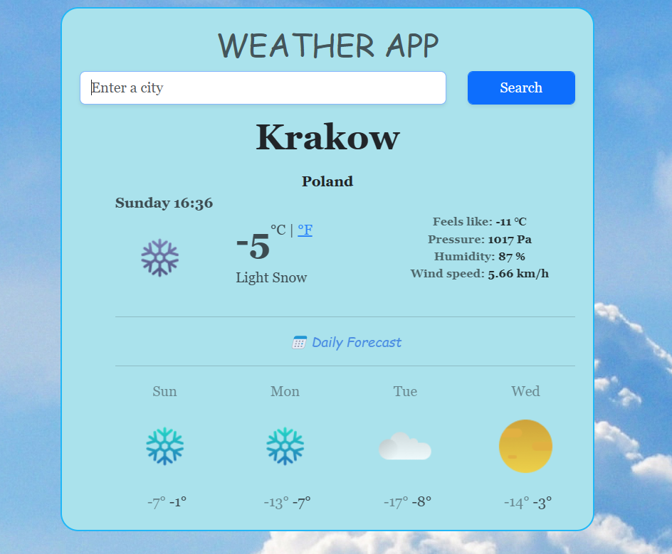 Weather app page 